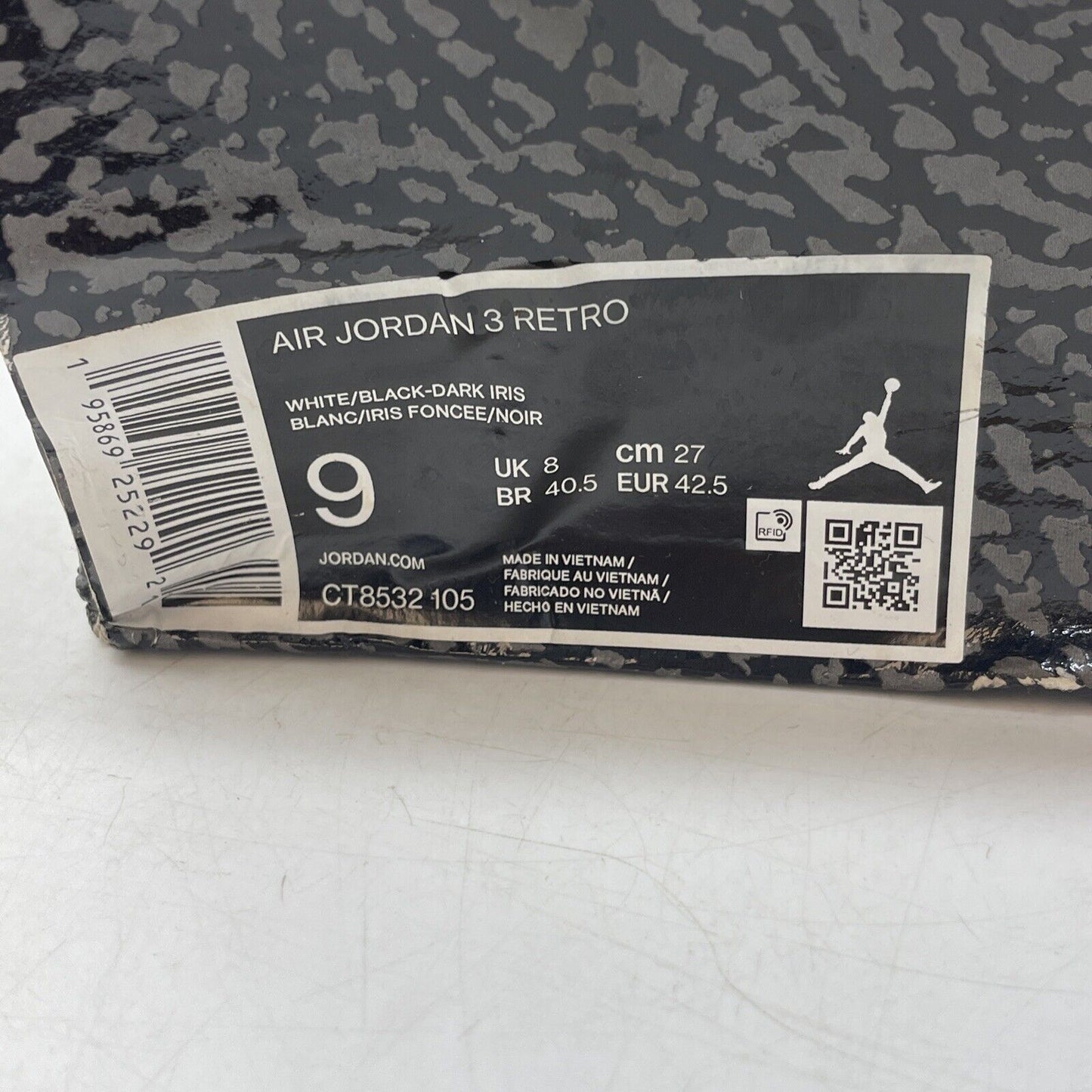 Size 9 - Jordan 3 Retro Mid Dark Iris Purple White Grey (CT8532-105)