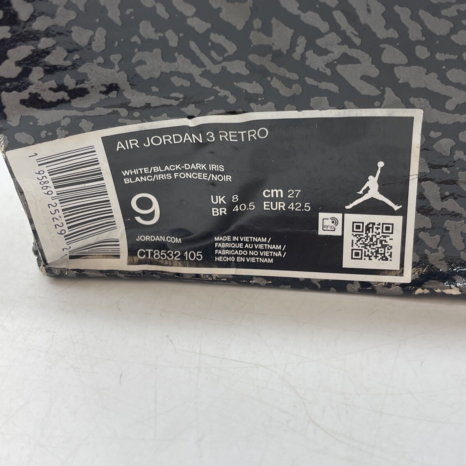 Size 9 - Jordan 3 Retro Mid Dark Iris Purple White Grey (CT8532-105)