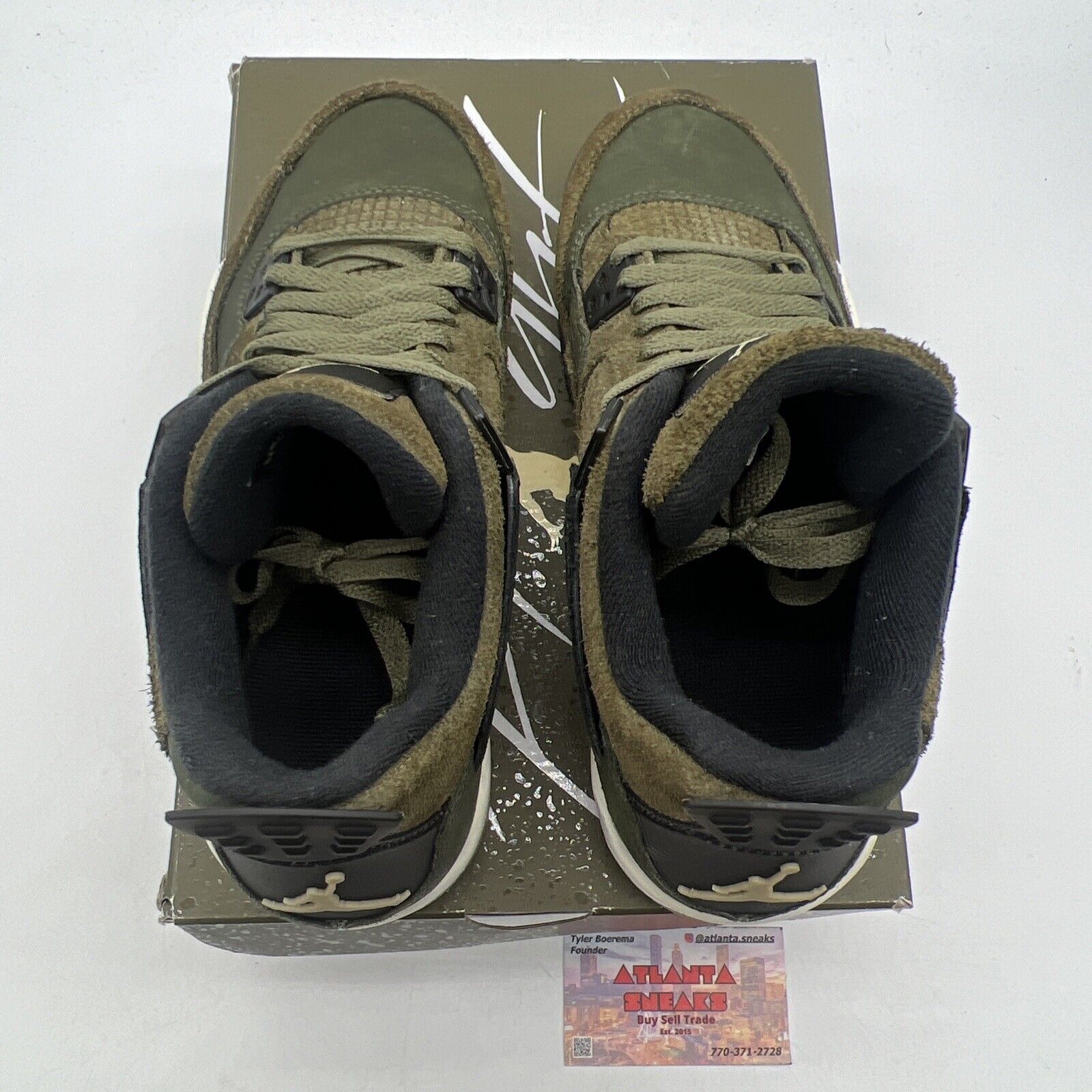 Size 7Y - Jordan 4 SE Retro Low Craft - Olive White Black Suede (FB9928-200)