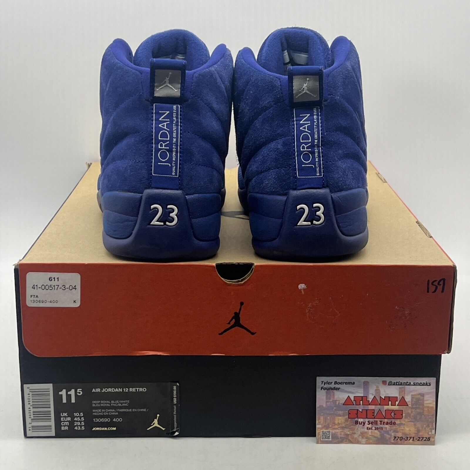 Size 11.5 - Air Jordan 12 Retro Deep Royal Suede Leather (130690-400)