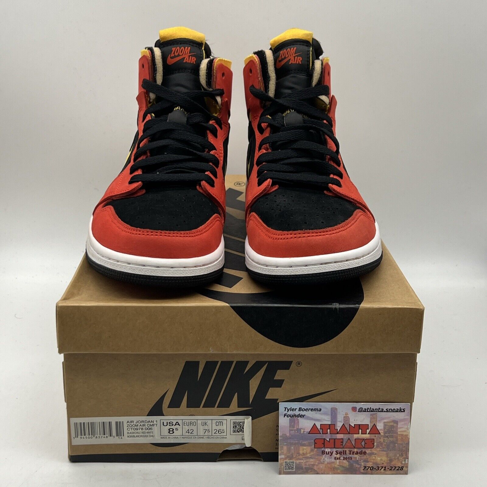 Size 8.5 - Air Jordan 1 Zoom Comfort Chile Red Black Red Yellow White Leather