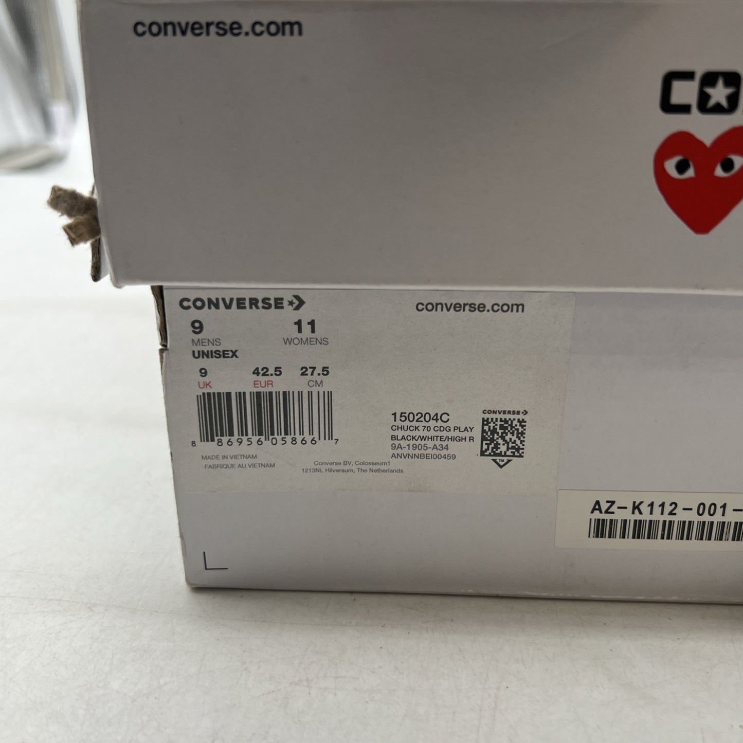 Size 9 - Converse Chuck Taylor All Star High x Comme des Garcons Play (150204C)