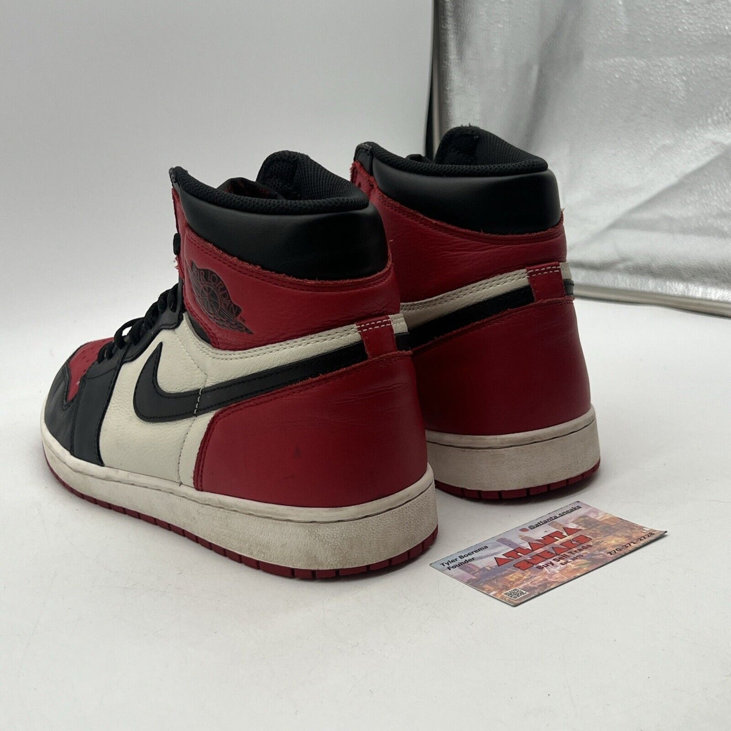 Size 13 - Jordan 1 Retro OG High Bred Toe Black White Red Leather (555088-610)