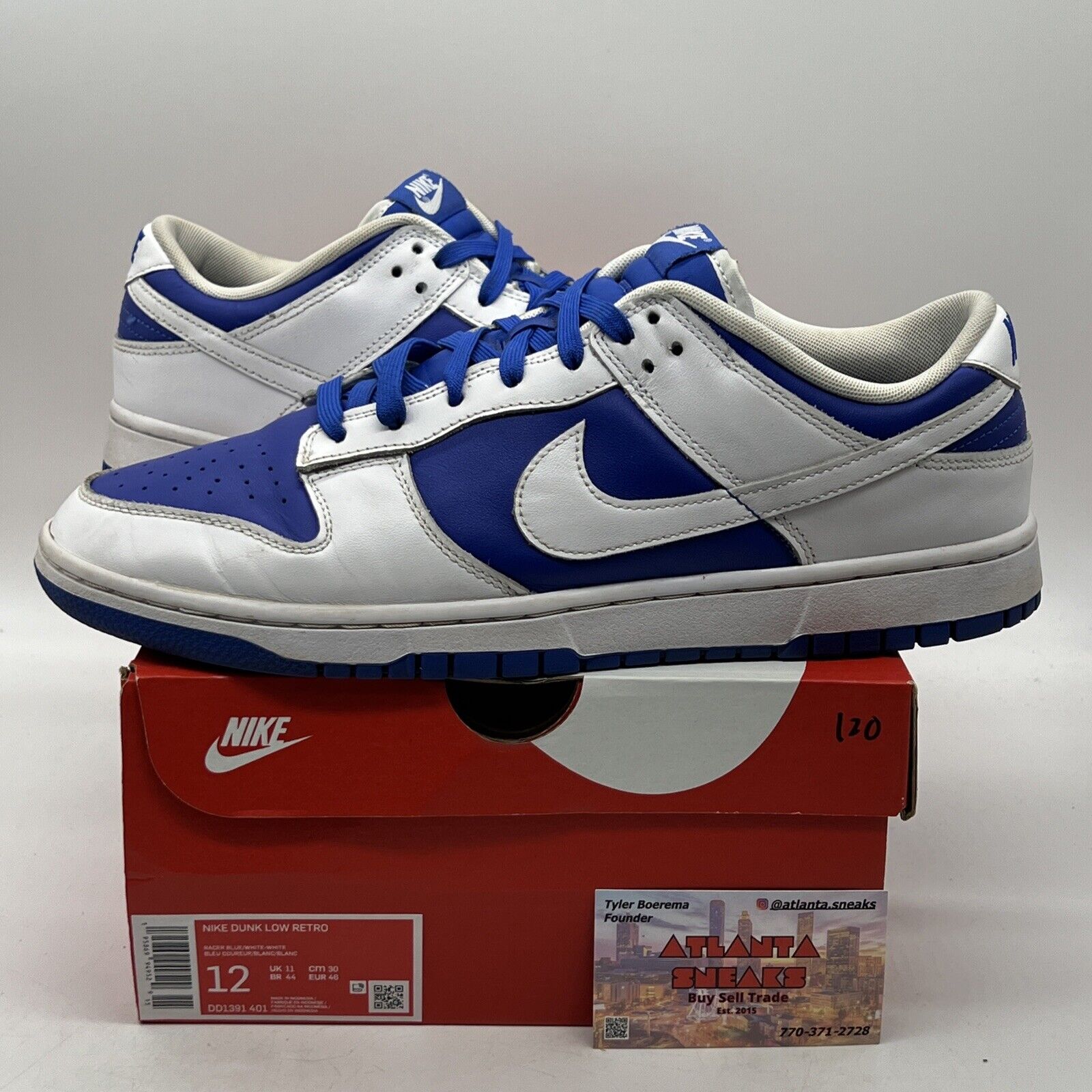 Size 12 - Nike Dunk Low Racer Blue 2022 White Leather (DD1391-401)