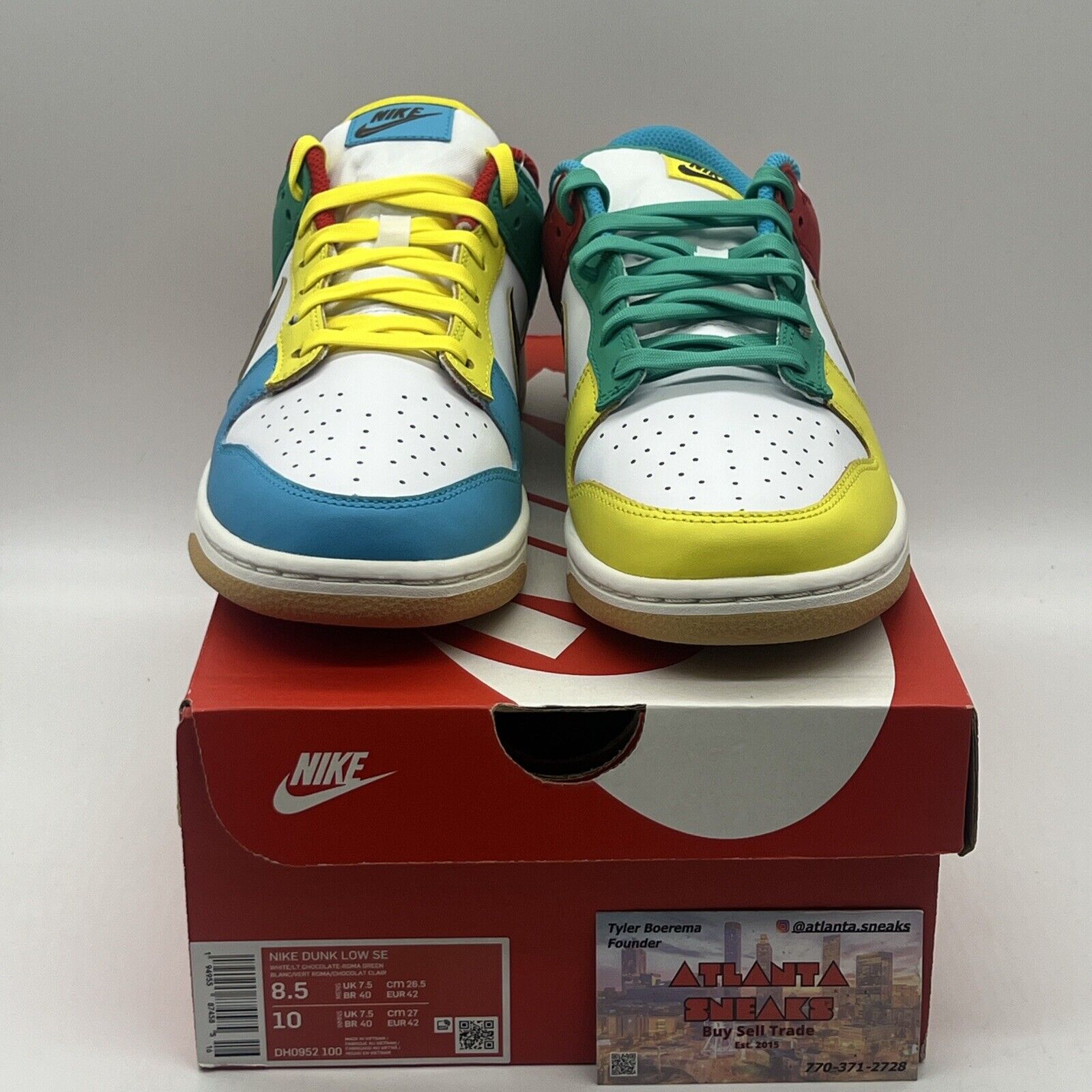 Size 8.5 - Nike Dunk SE Low Free.99 - White Brand New Og All Gum Yellow Blue DS