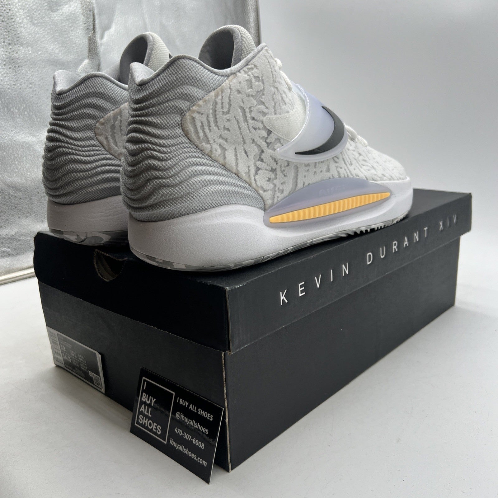 Size 13 - Nike KD 14 'Home' White Wolf Grey (CW3935-100)