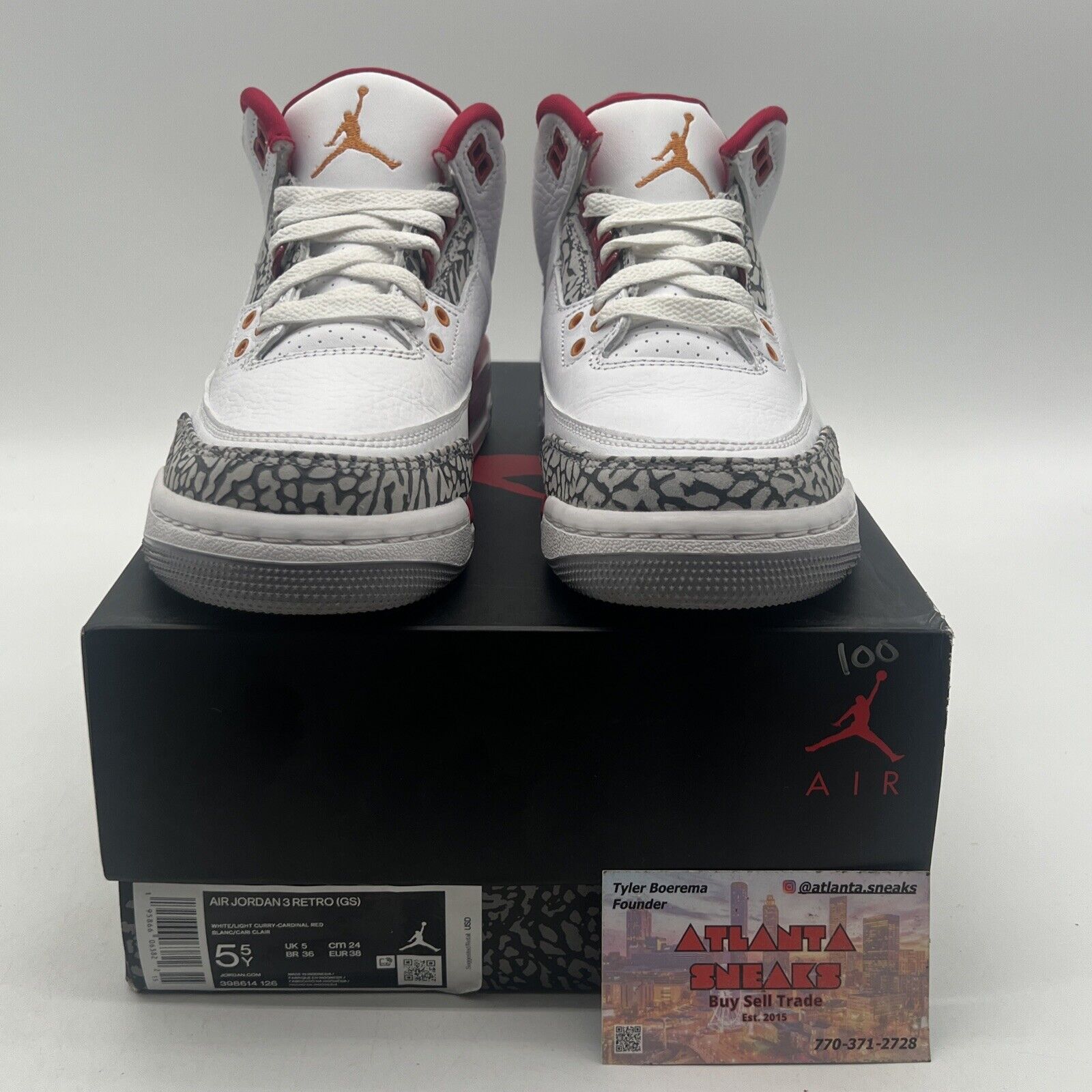 Size 5.5Y - Jordan 3 Retro Mid Cardinal Red White Yellow (398614-126)