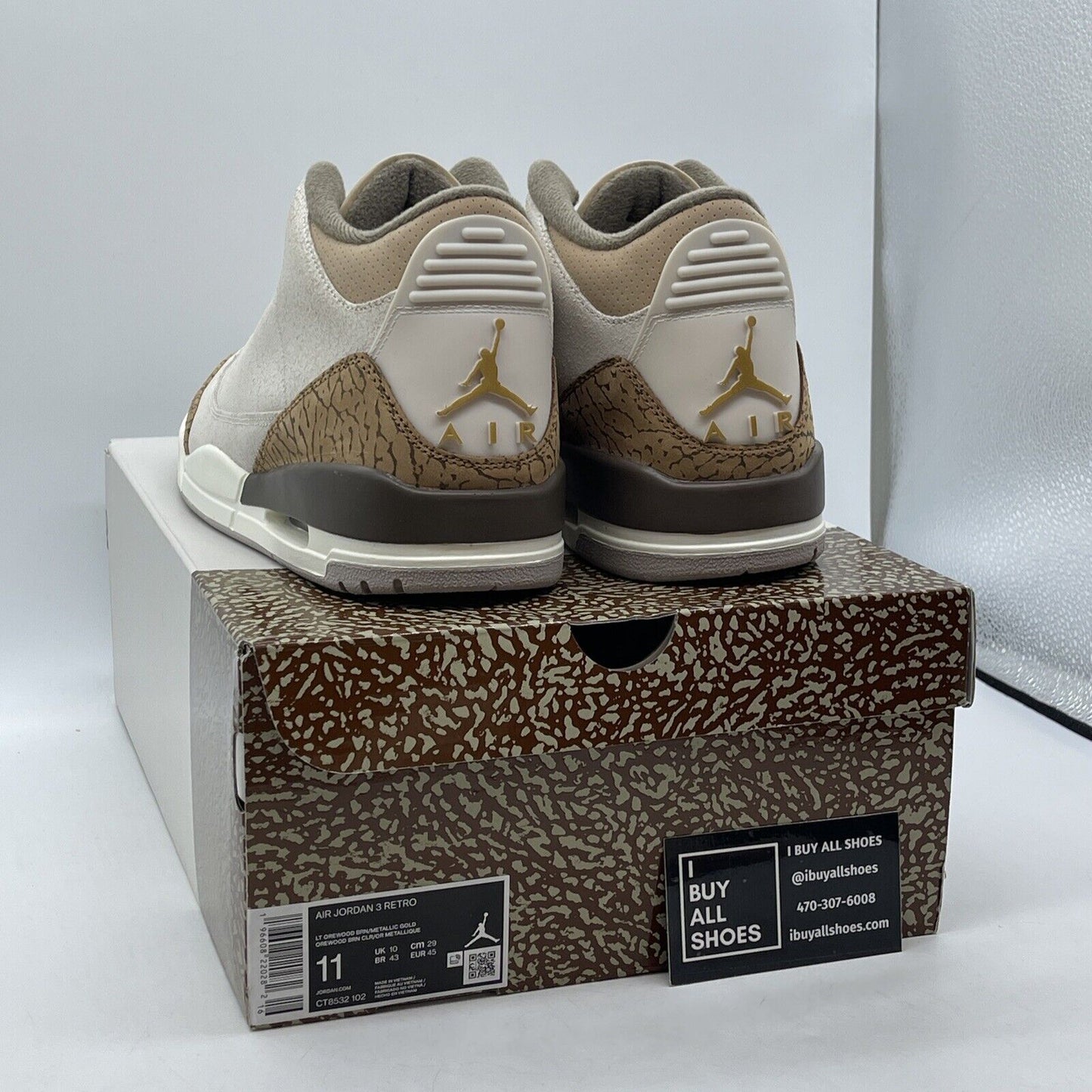Size 11 - Jordan 3 Retro Low Palomino Brown White Suede Leather (CT8532-102)