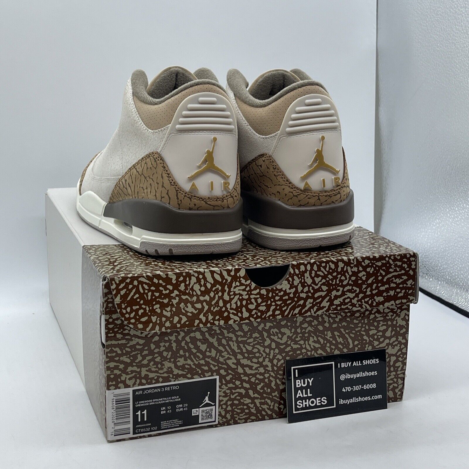 Size 11 - Jordan 3 Retro Low Palomino Brown White Suede Leather (CT8532-102)
