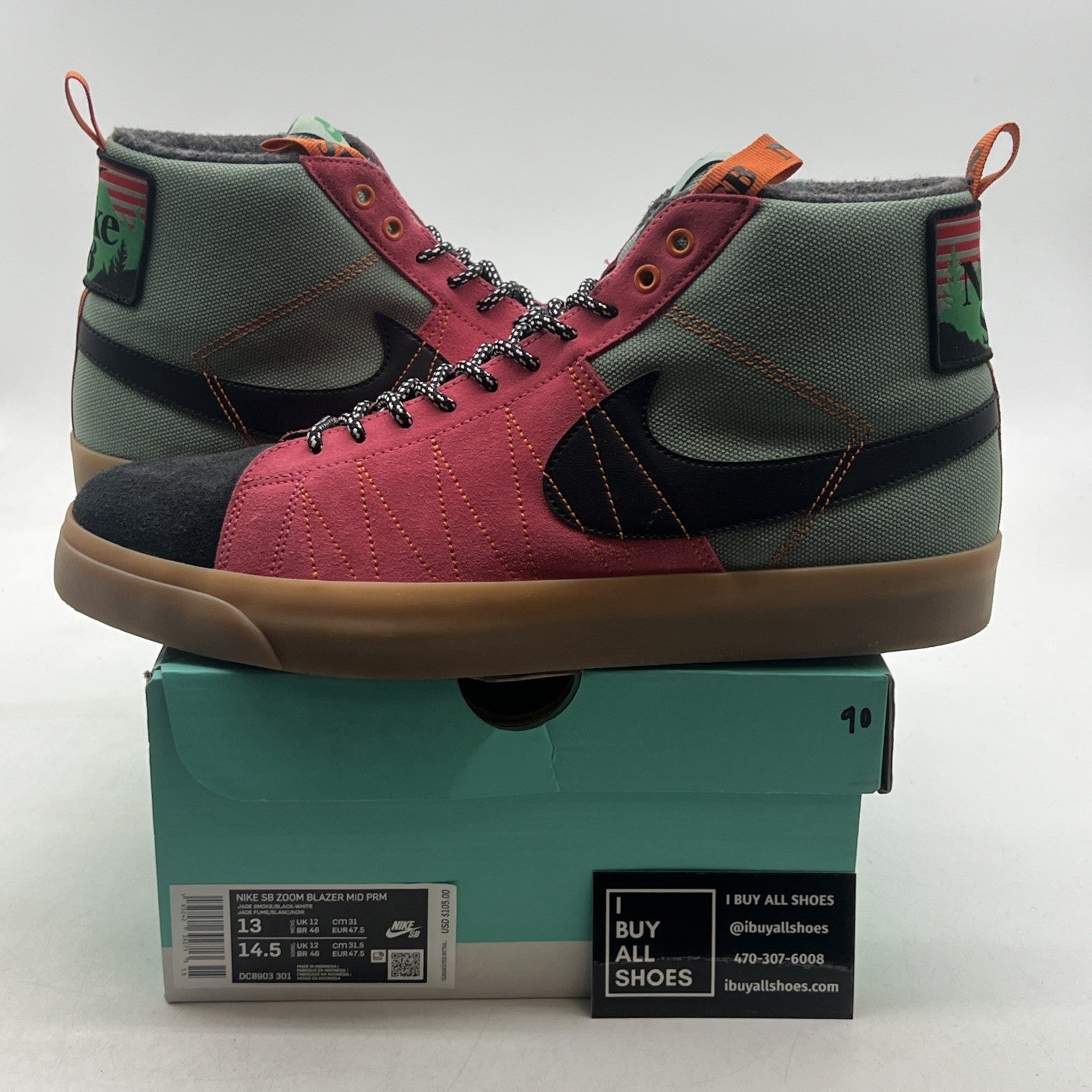 Size 13 - Nike SB Zoom Blazer Mid PRM Acclimate Jade Smoke (DC8903-301)