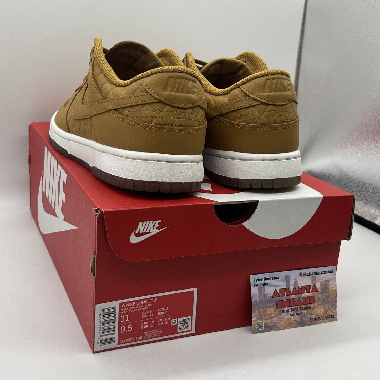 Women's Nike Dunk Low Wheat Quilted Gum Light Brown Sail White DX3374-700 Sz 11