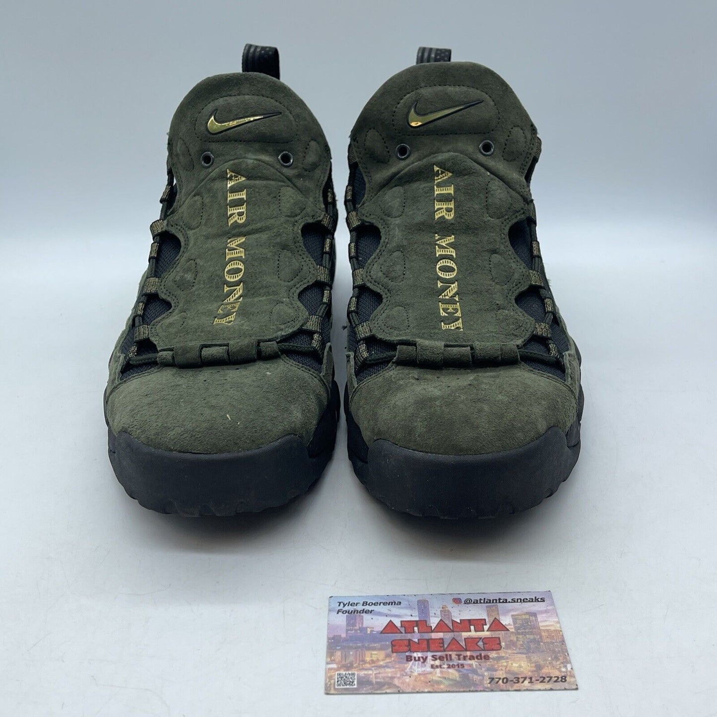 Size 12 - Nike Air More Money US Dollar Gold Black Green Suede (AJ7383-300)