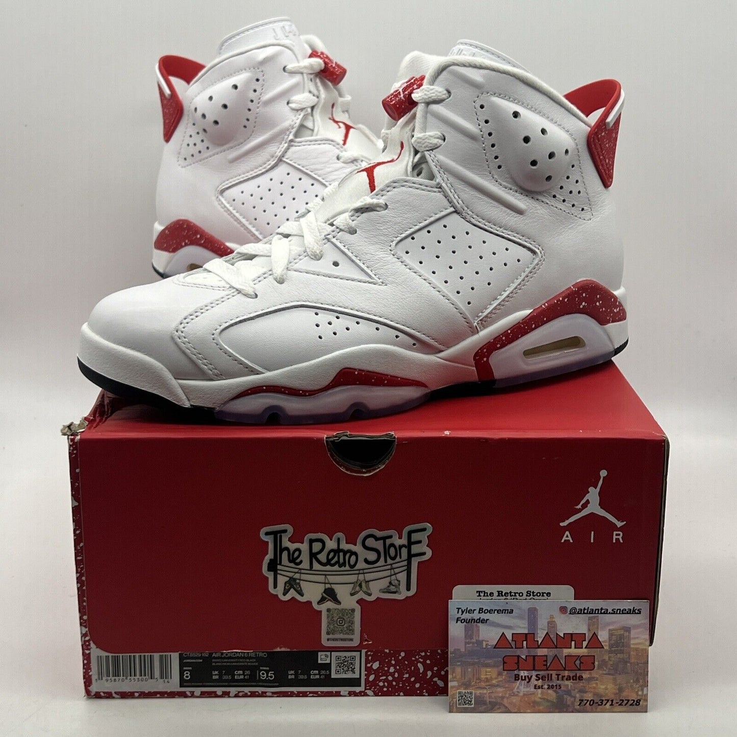 Size 8 - Jordan 6 White and University Red 2022 White Red Leather (CT8529-162)