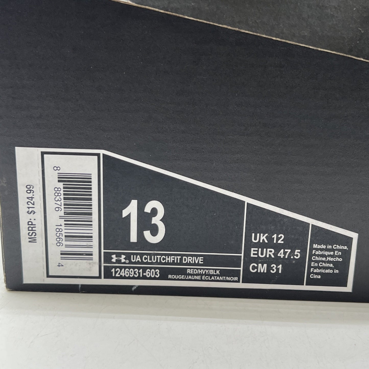 Size 13 - Under Armour Black/Red/ HVY Basketball Shoes (1246931-603)