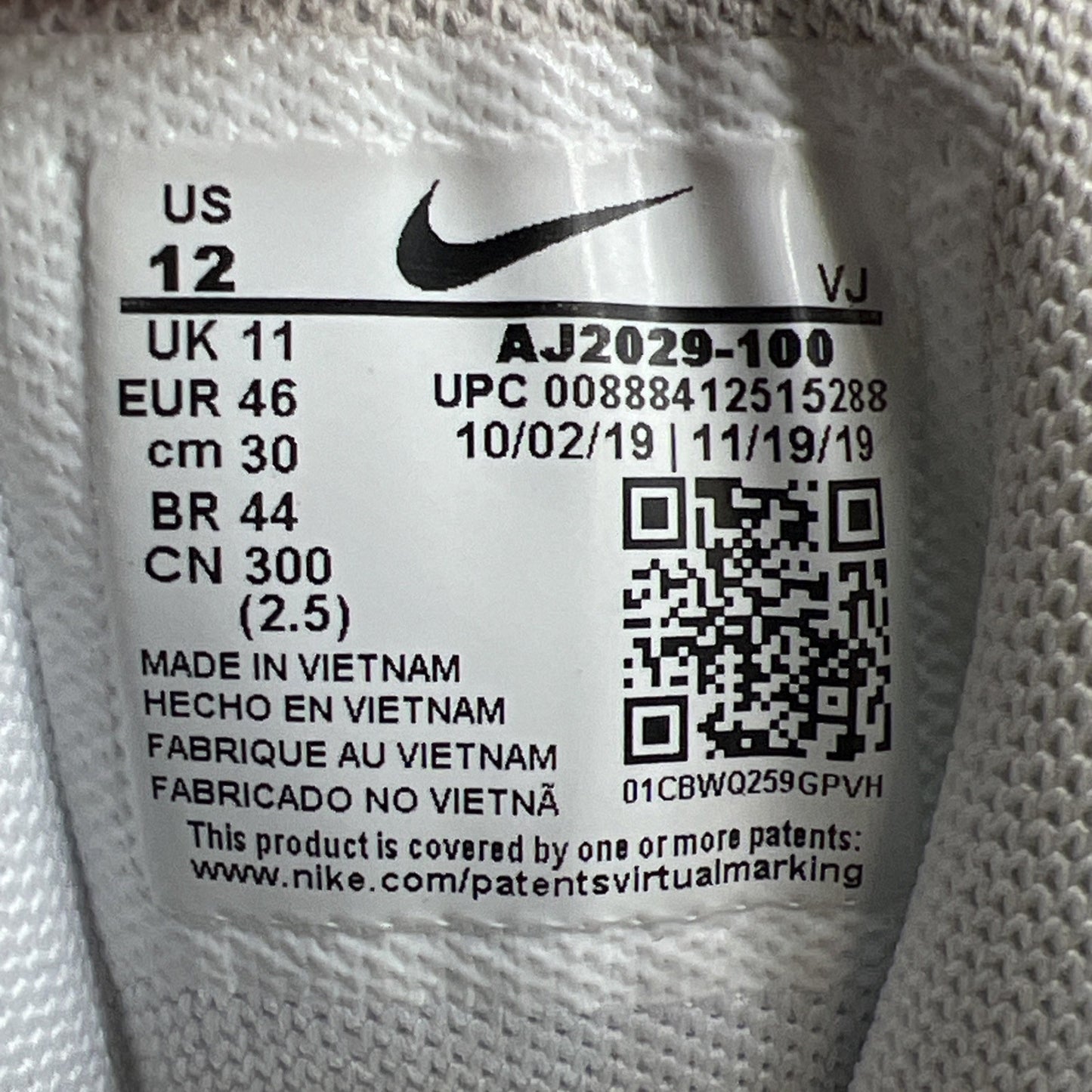 Size 12 - Nike Air Max Plus TN Triple White (AJ2029-100)