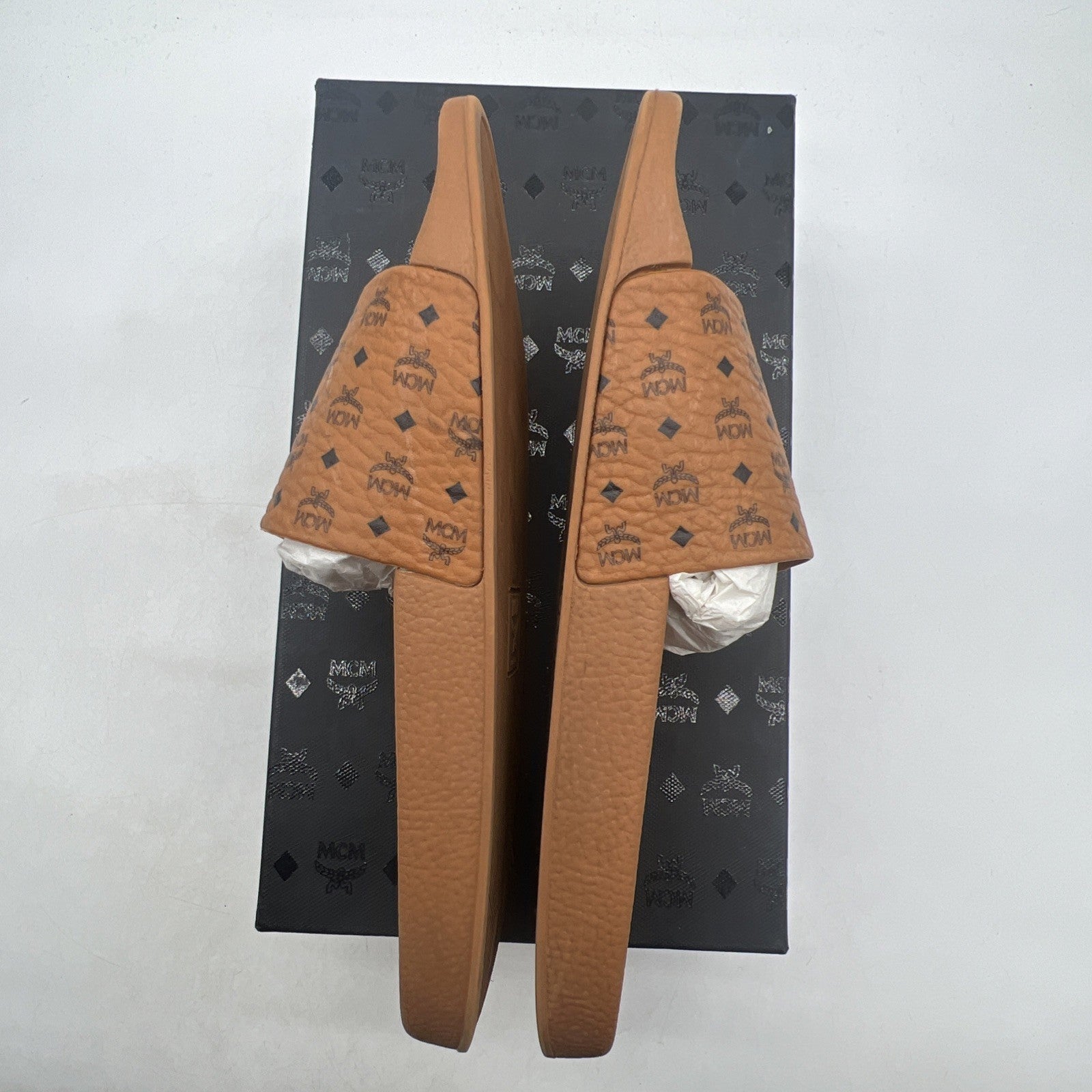 Size 45 - MCM Men’s Monogram Print Rubber Slides