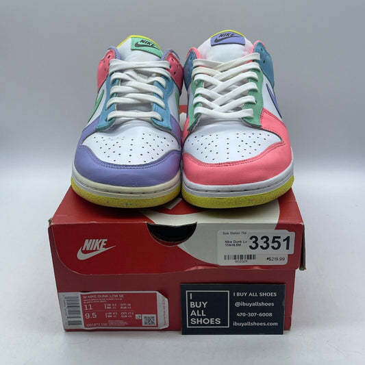 Size 11W - Nike Dunk SE Low Candy White Brown Yellow Blue Leather (DD1872-100)