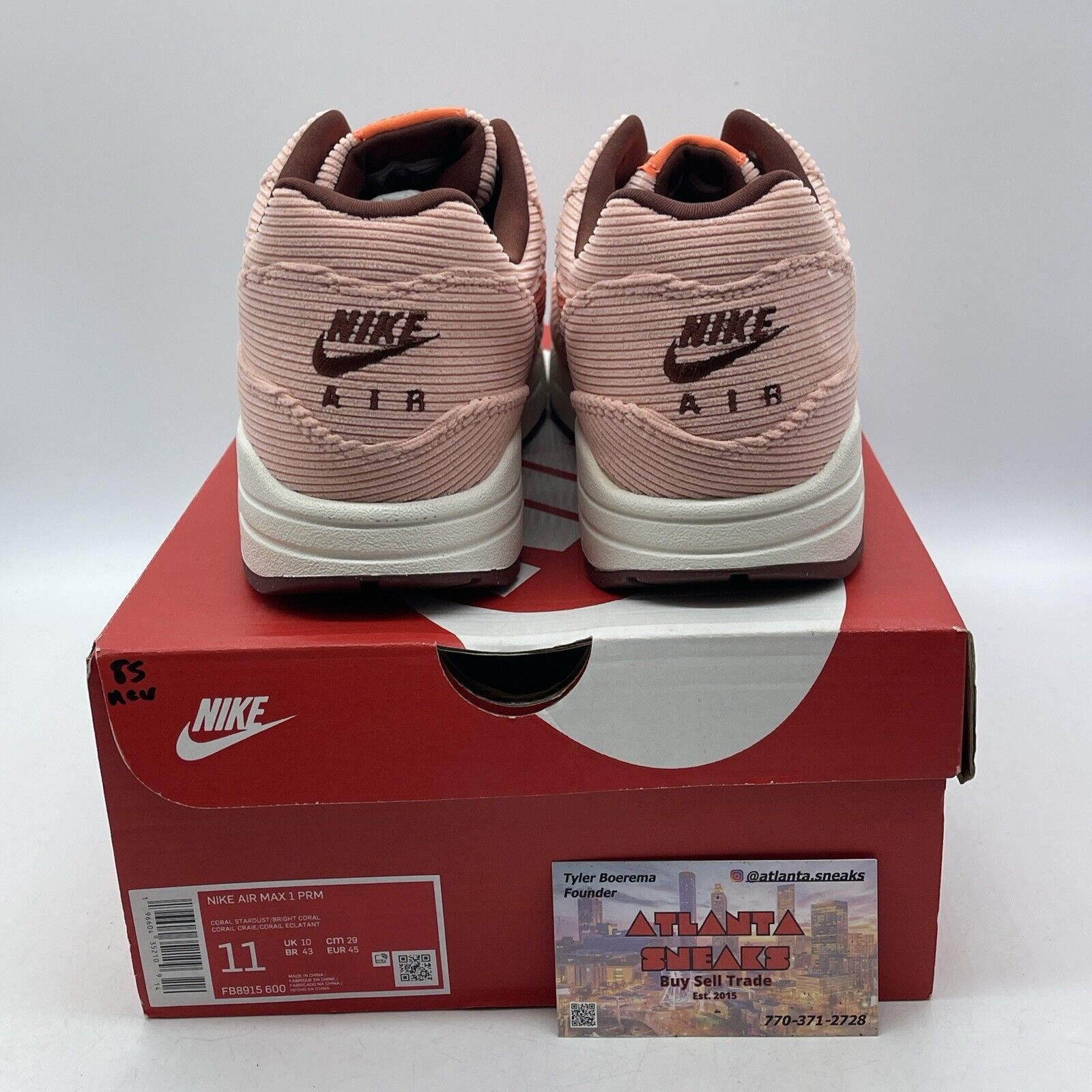 Size 11 - Nike Air Max 1 Premium Coral Stardust Corduroy Suede (FB8915-600)
