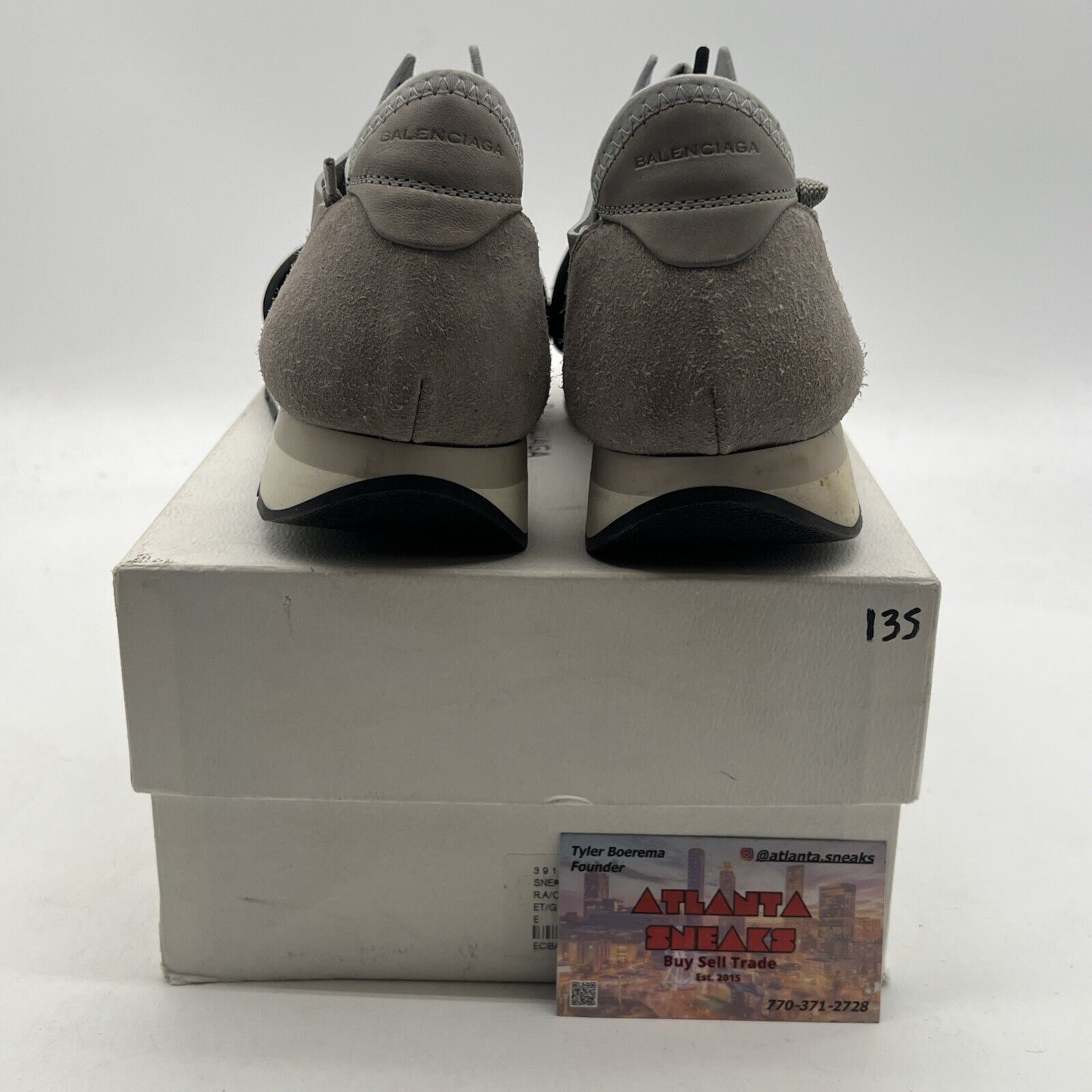 Size 9 - Balenciaga Race Runner Sneakers Gray Mesh Gray Leather Womens
