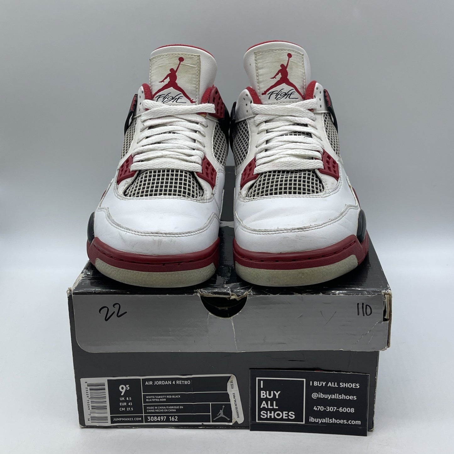 Size 9.5 - Air Jordan 4 Retro Mars Blackmon White Red Leather (308497-162)