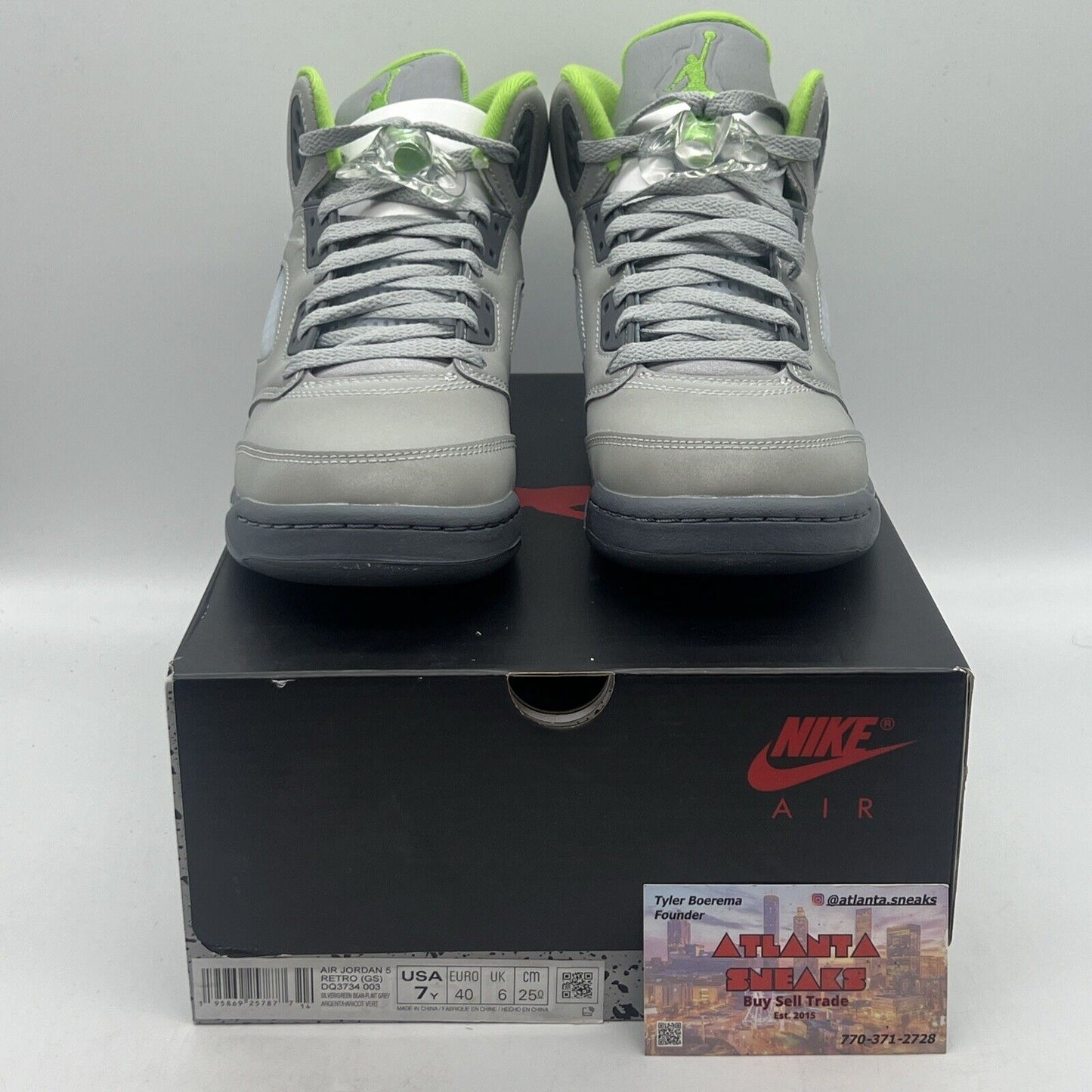 Nike Air Jordan 5 Retro GS Silver Green Bean  DQ3734-003 Size 7Y Brand New