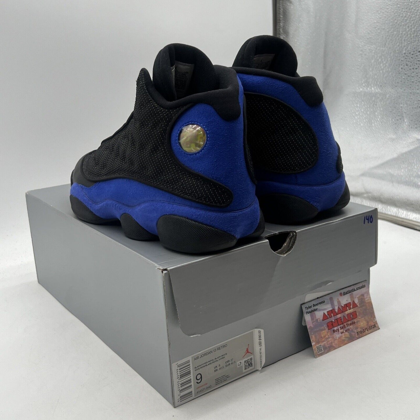 Size 9 - Jordan 13 Retro Hyper Royal 2020 Black Blue Leather Suede (414571-040)