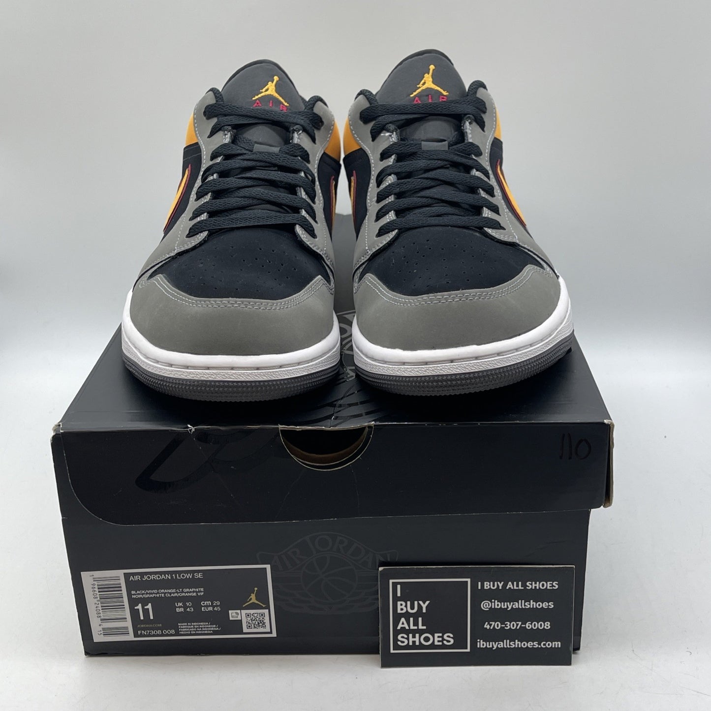 Size 11 - Air Jordan 1 SE Low Vivid Orange Black Grey Suede (FN7308-008)