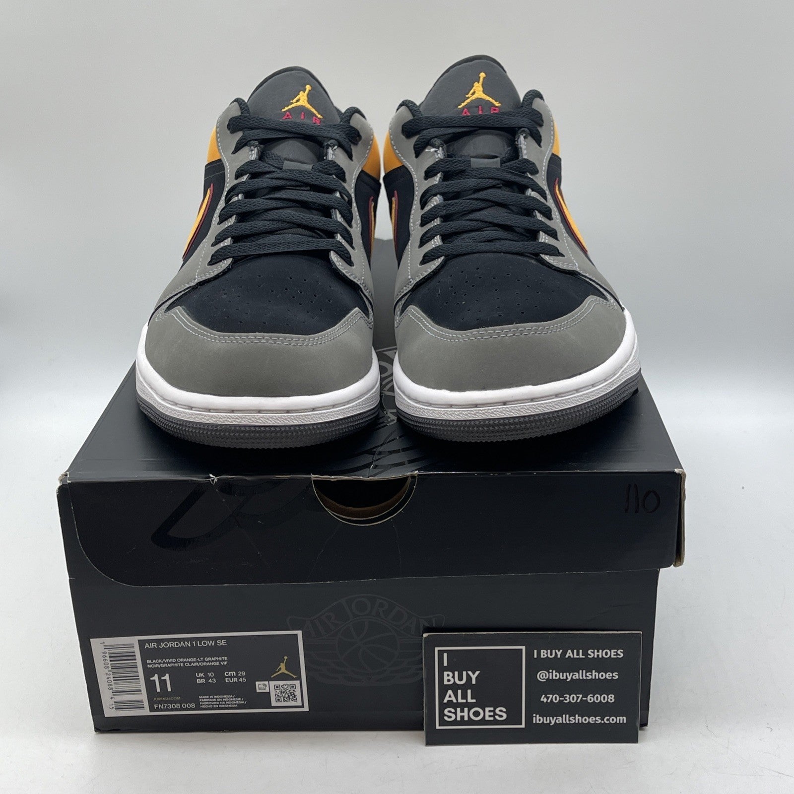 Size 11 - Air Jordan 1 SE Low Vivid Orange Black Grey Suede (FN7308-008)