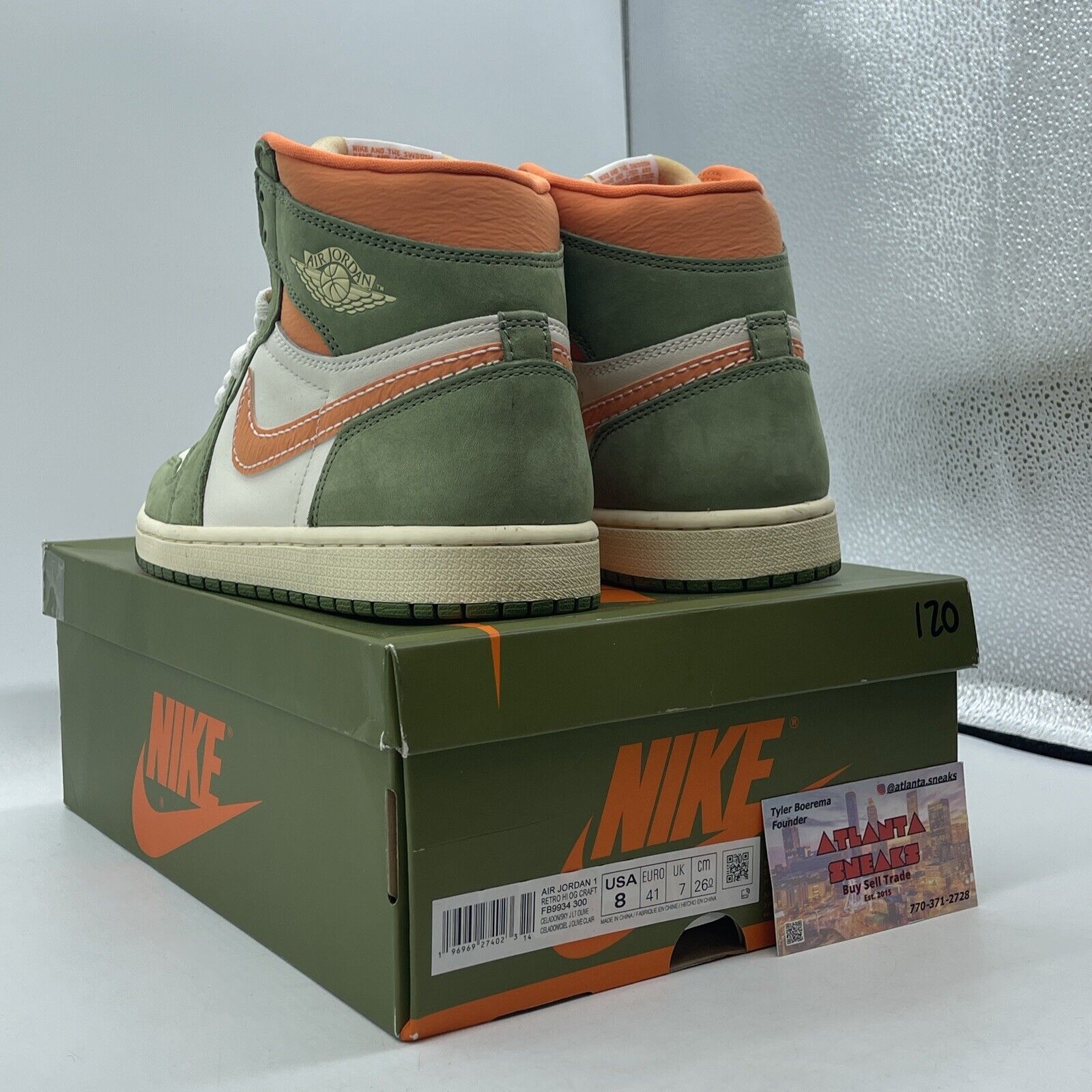 Size 8 - Air Jordan 1 Retro OG Craft High Celadon White Orange (FB9934-300)