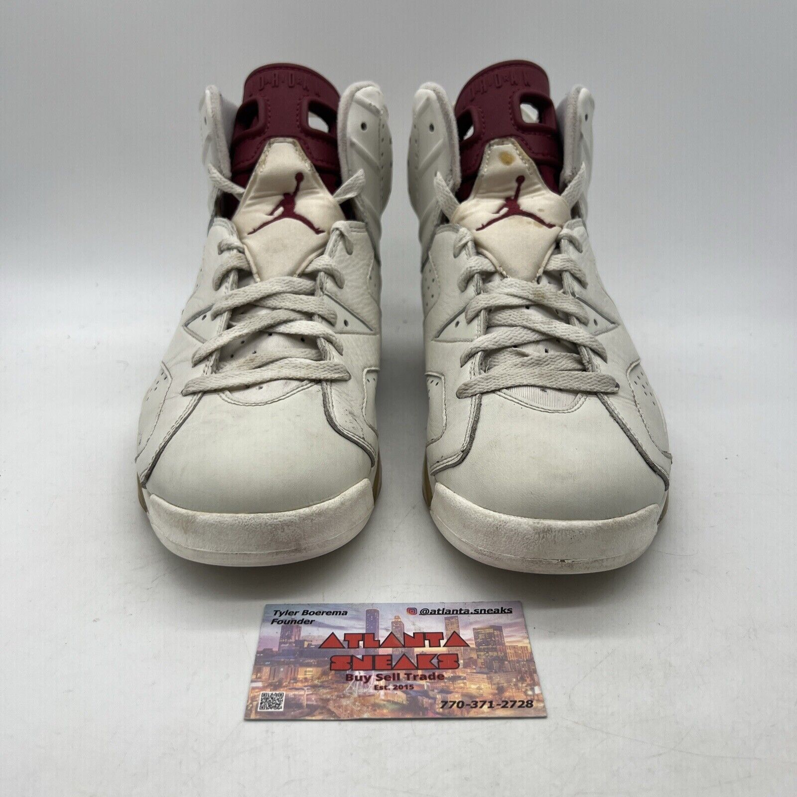 Size 8.5 - Air Jordan 6 Retro 2015 Maroon White Leather  (384664-116)