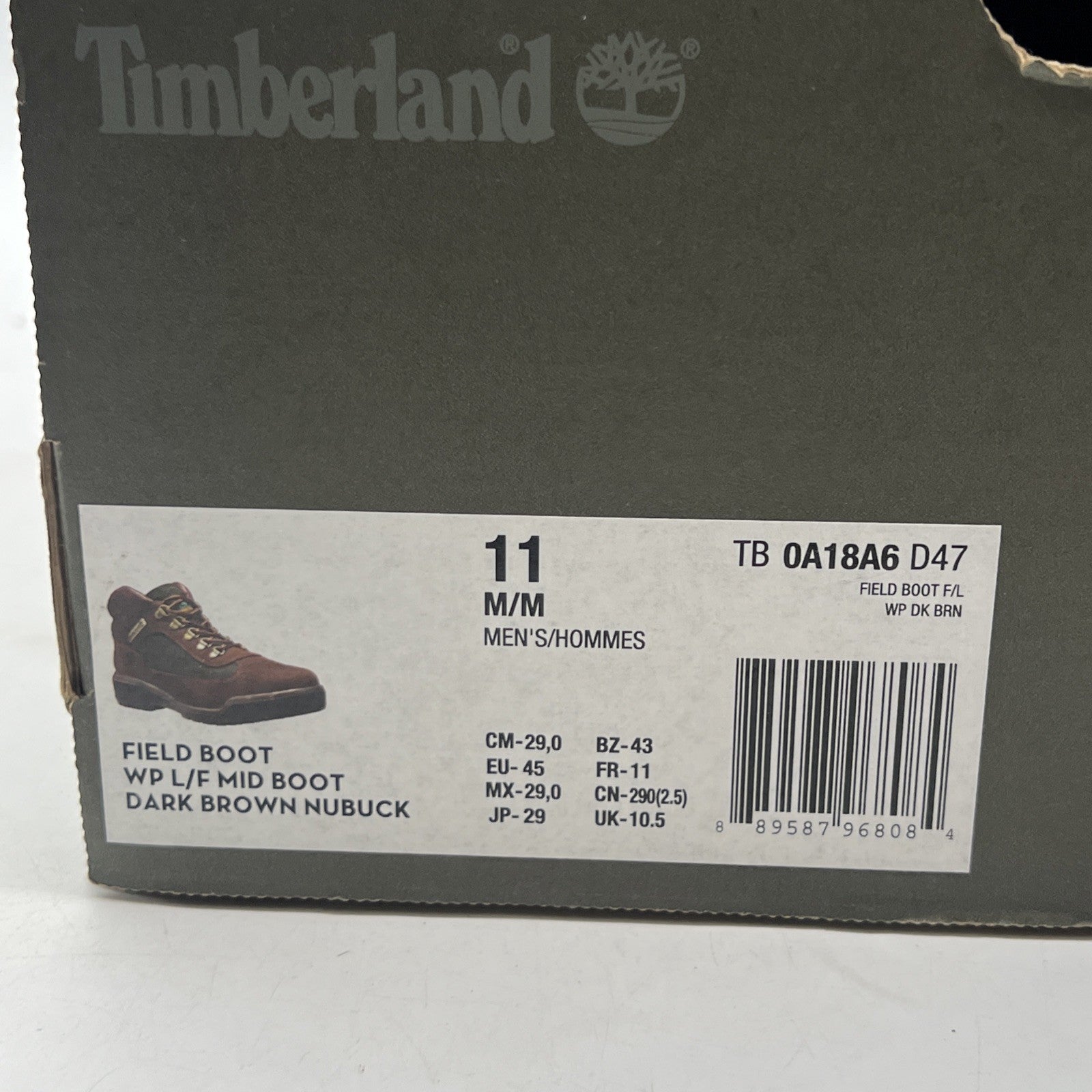 Size 11 - Men's Timberland Field Waterproof Mid Boots TB-0A18A6-D47 Brown Nubuck