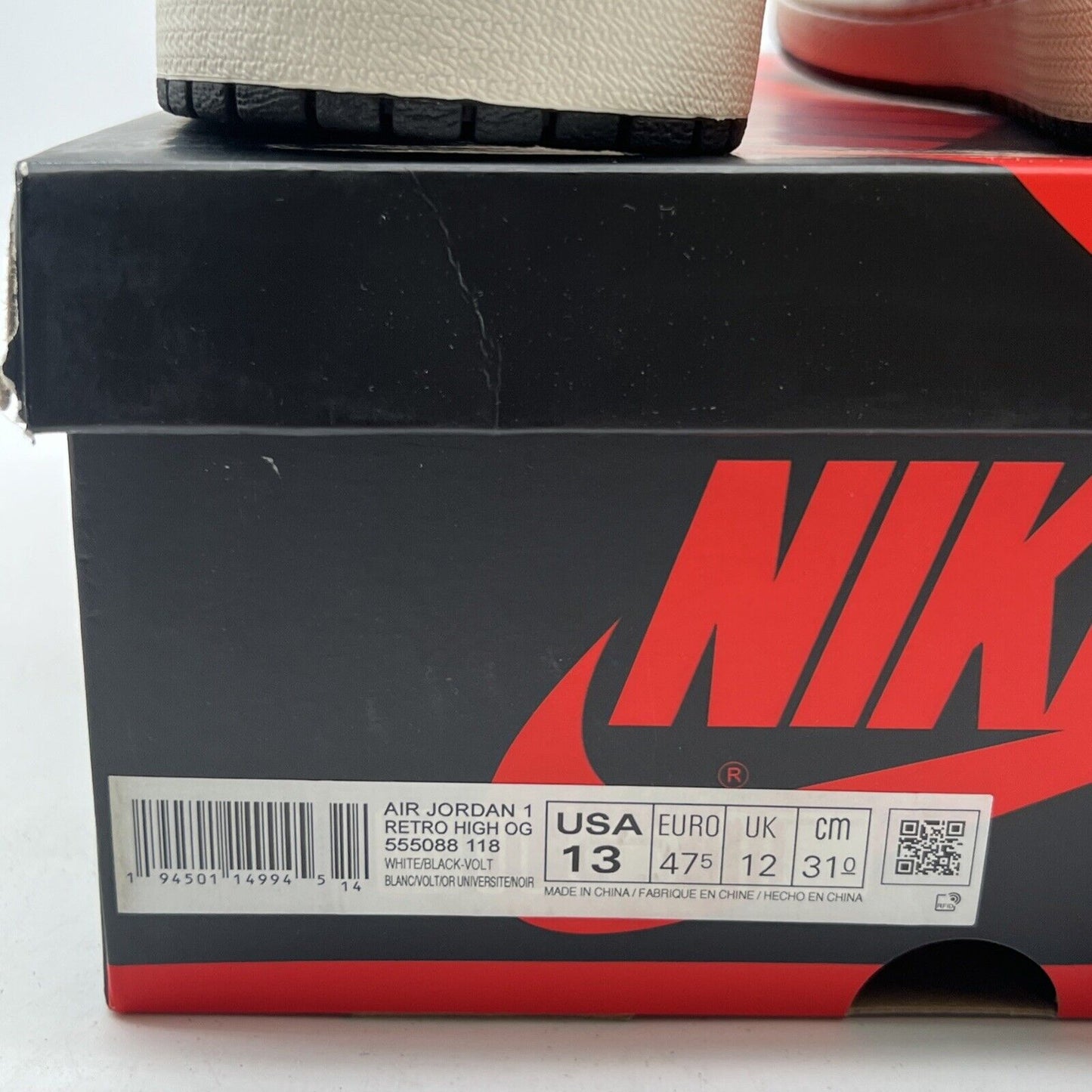 Size 13 - Air Jordan 1 Retro High OG Volt (555088-118)