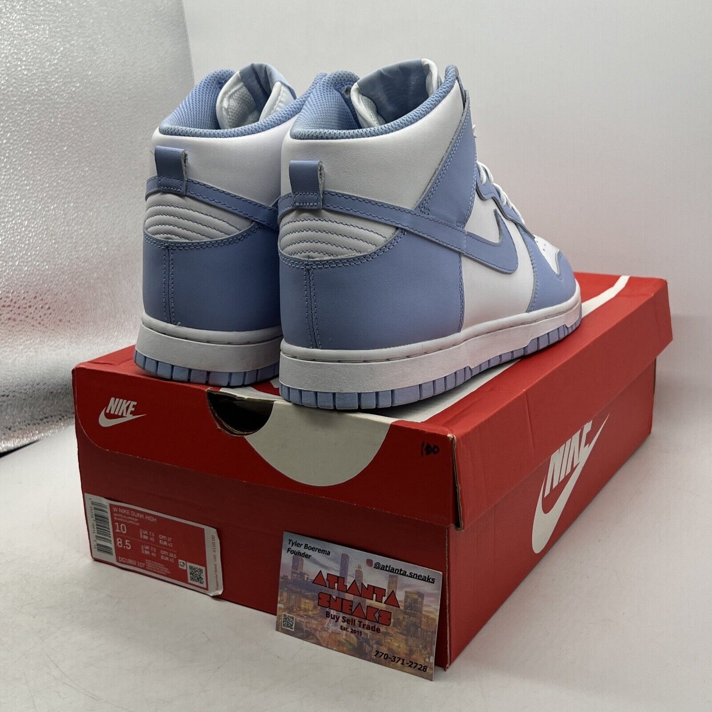 Size 10 - Nike Dunk High Aluminum White Blue Leather (DD1869-107)