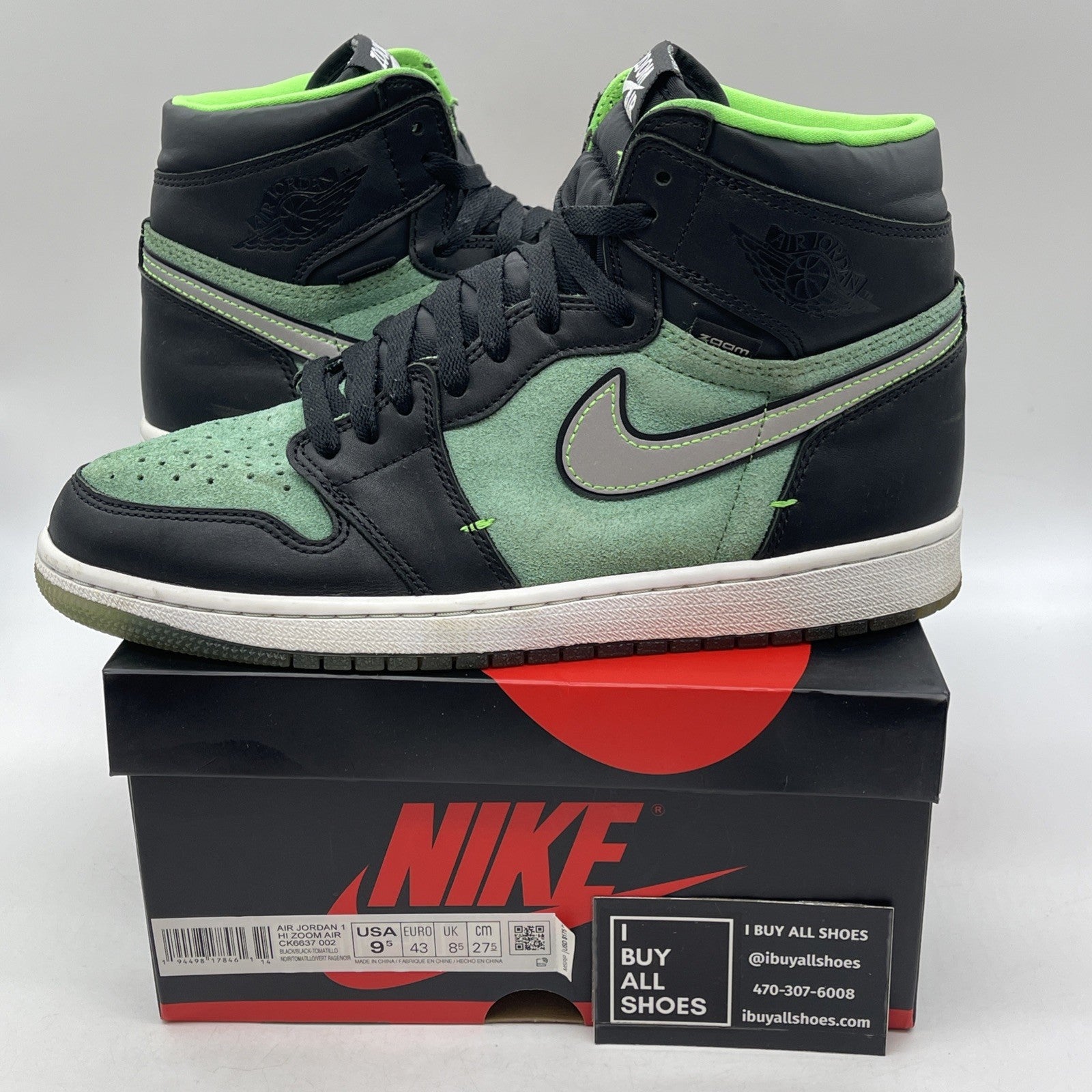 Size 9.5 - Air Jordan 1 Zoom High Zen Green (CK6637-002)