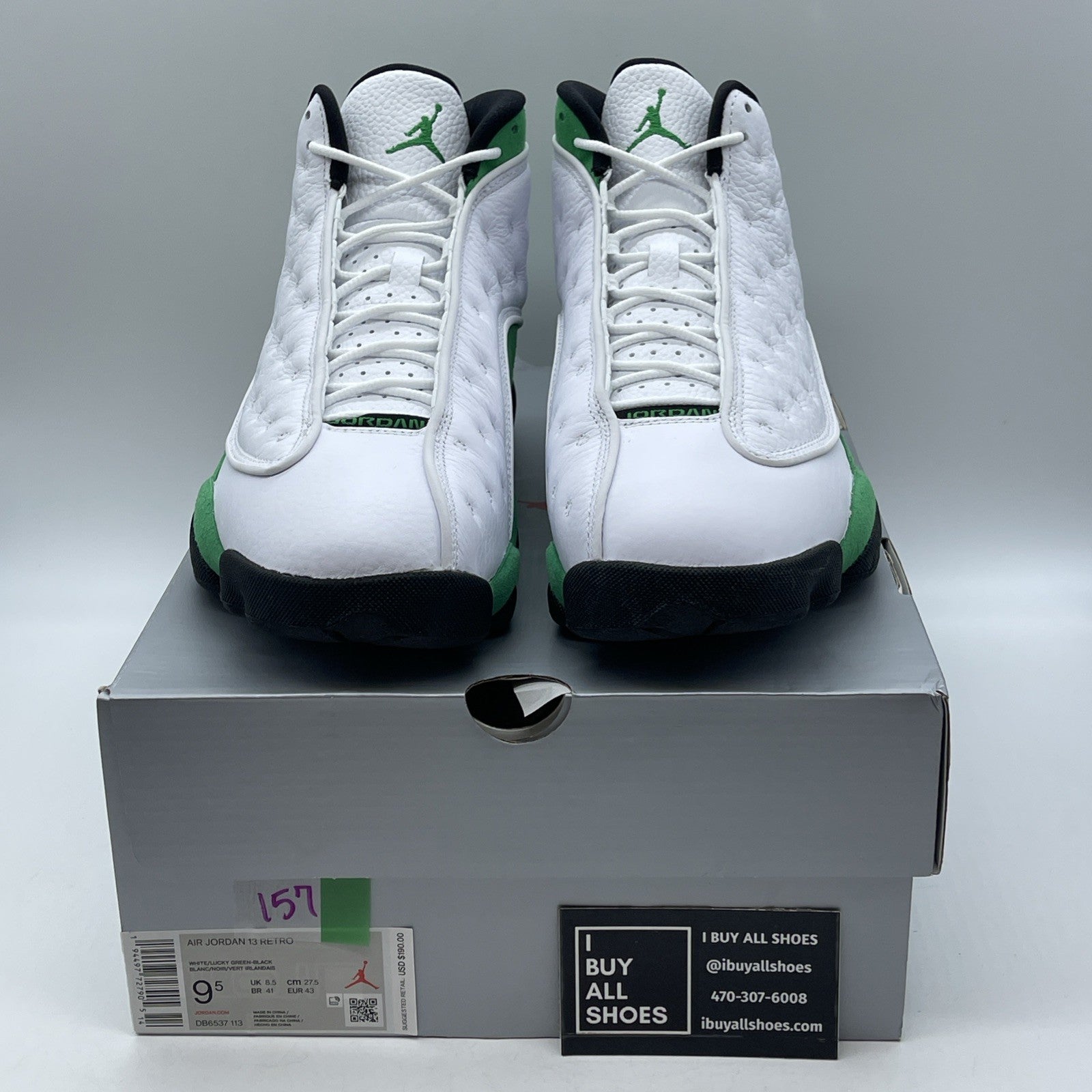 Size 9.5 - Air Jordan 13 Retro Lucky Green 2020 Suede Leather (DB6537-113)