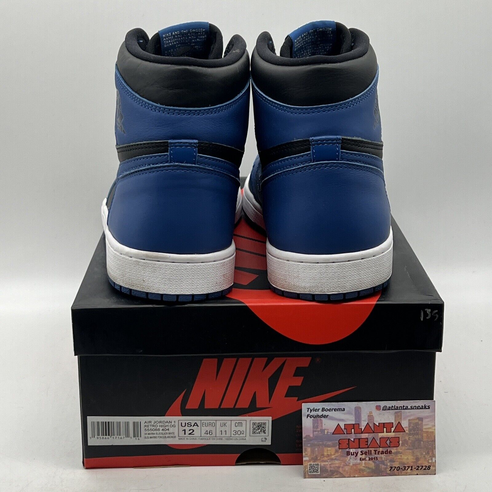 Size 12 - Jordan 1 Retro OG High Dark Marina Blue Leather (555088-404)