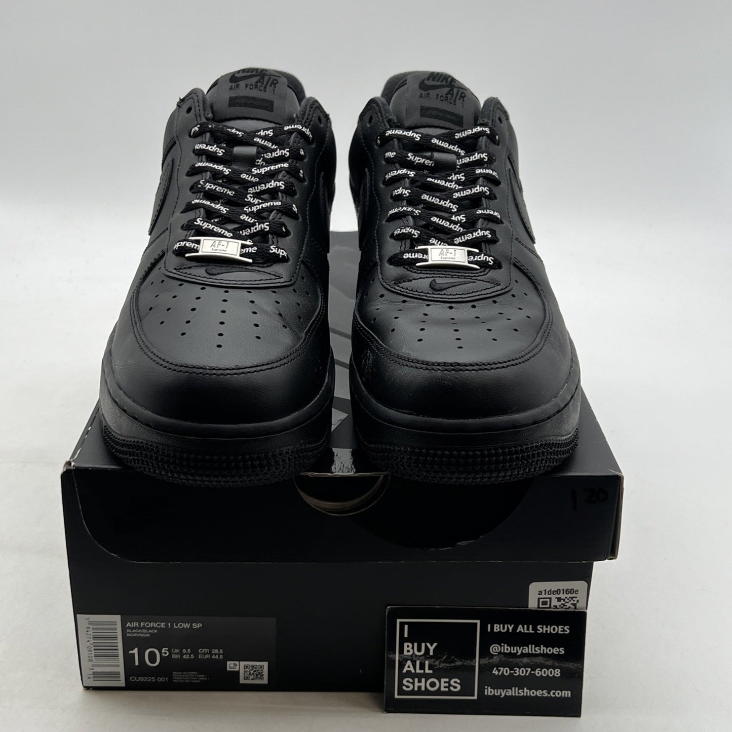 Size 10.5 - Nike Air Force 1 Low x Supreme Box Logo - Black (CU9225-001)