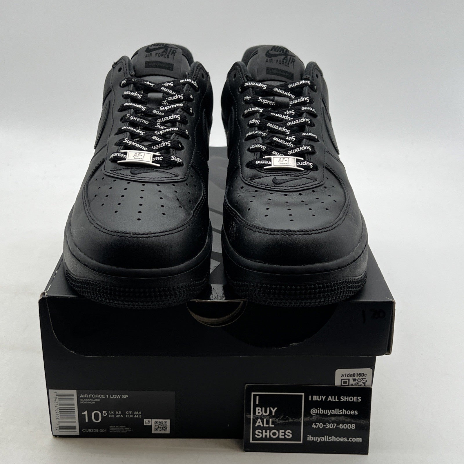 Size 10.5 - Nike Air Force 1 Low x Supreme Box Logo - Black (CU9225-001)