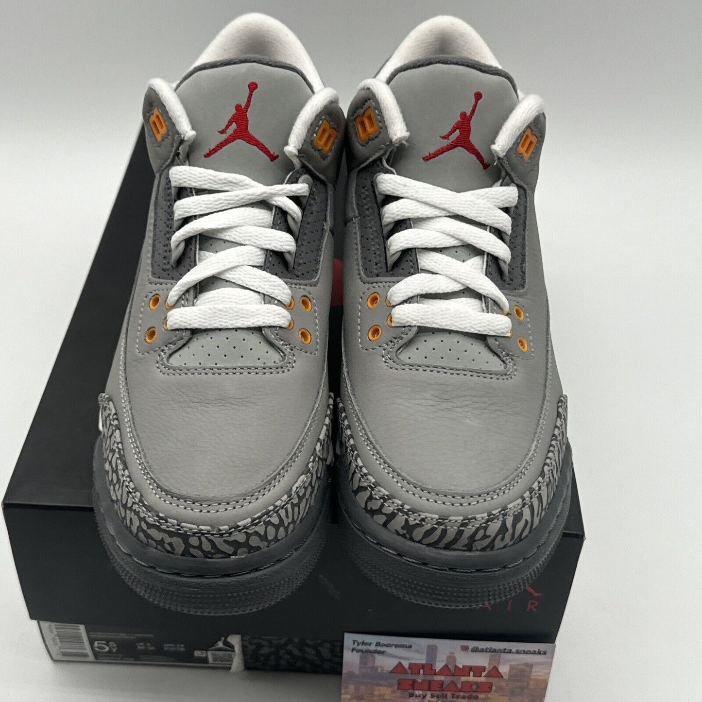 NIKE AIR JORDAN III 3 RETRO GS COOL GREY WHITE CEMENT BLACK 398614-012 5.5Y 5.5