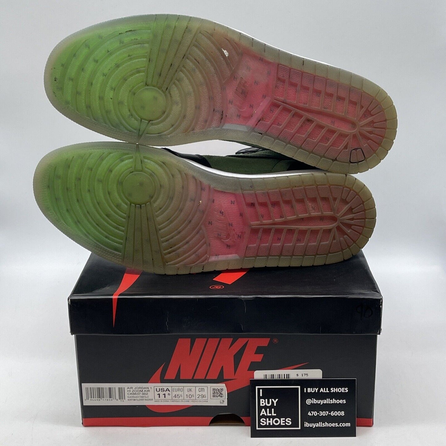 Size 11.5 - Air Jordan 1 Zoom High Zen Green Suede Black Grey (CK6637-002)