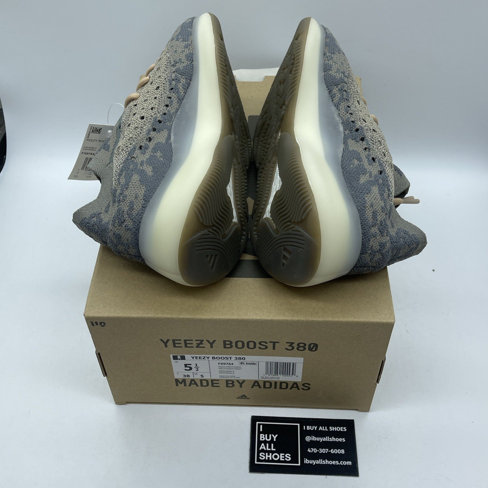 Size 5.5 - adidas Yeezy Boost 380 Mist Non-Reflective Grey Suede (FX9764)