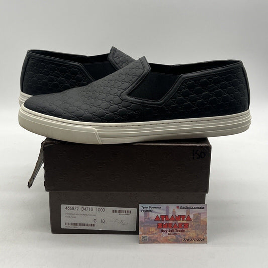 Size 10 -Gucci Signature Slip-On 'Black' - (466872-D4710-1000) Made In Italy