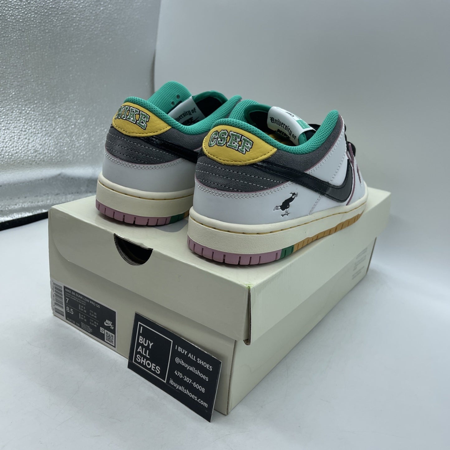 Size 7 - CSEF x Nike Dunk SB Low White Clear Emerald (HJ4132-100)