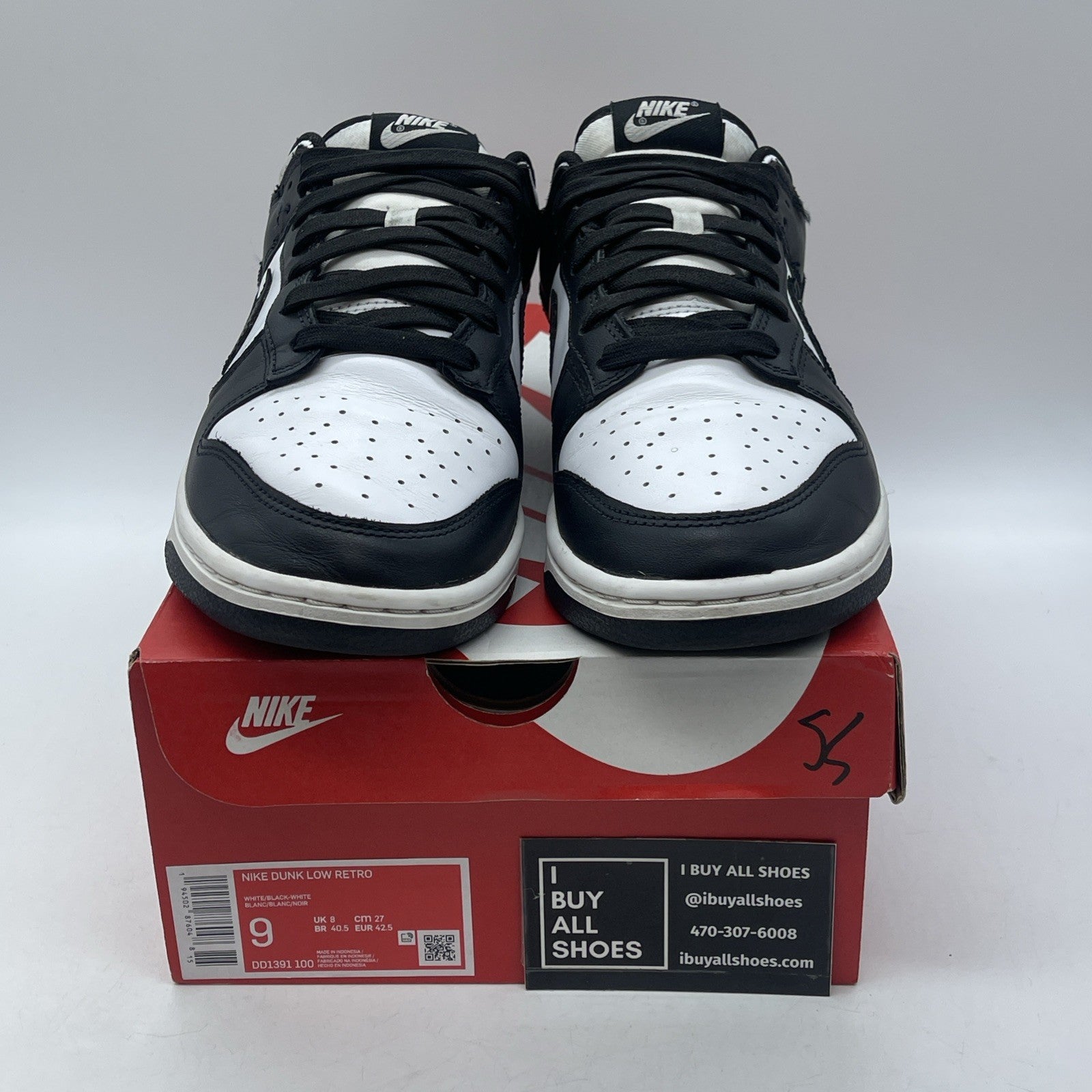 Size 9 - Nike Dunk Low Black White Leather (DD1391-100)