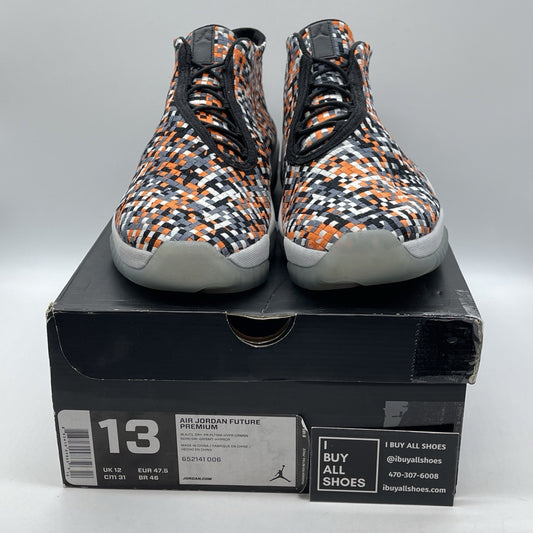 Size 13 - Air Jordan Future Premium Easter Orange Black Suede (652141-006)