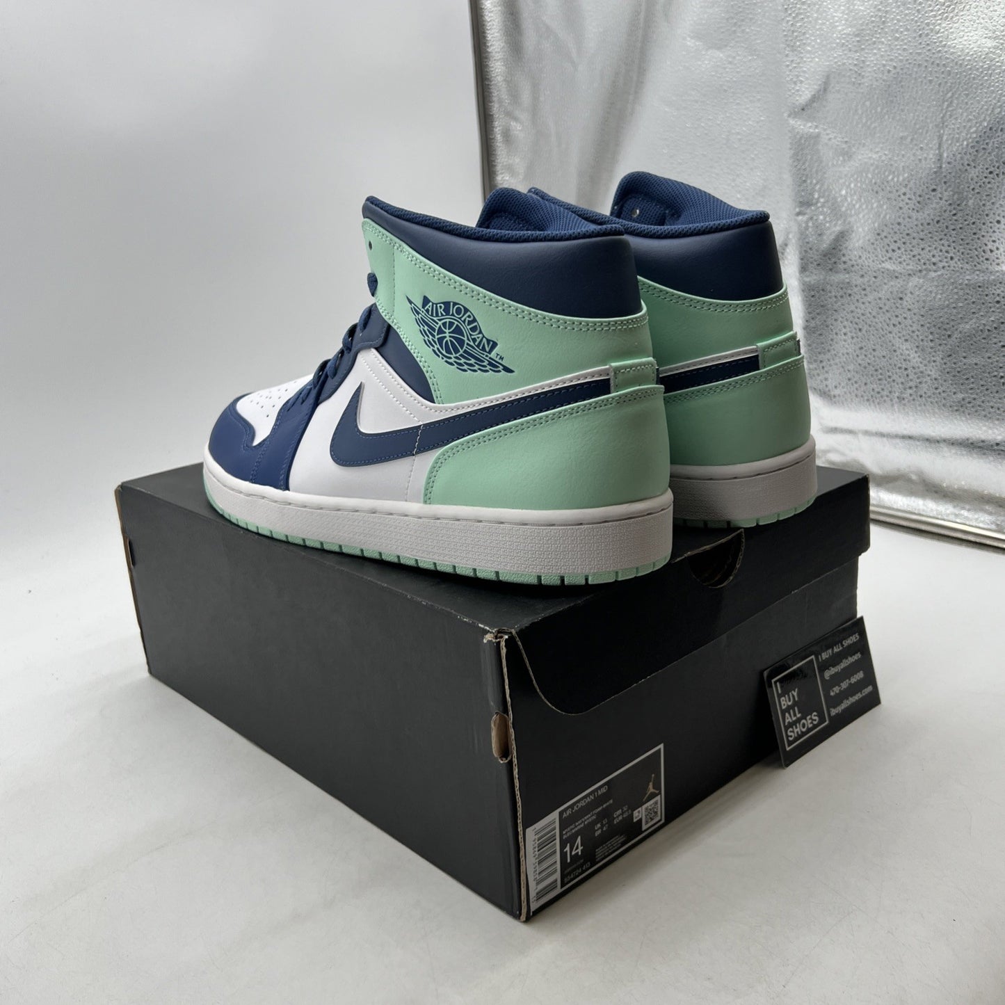 Size 14 - Air Jordan 1 Mid Blue Mint 2022 (554724-413)