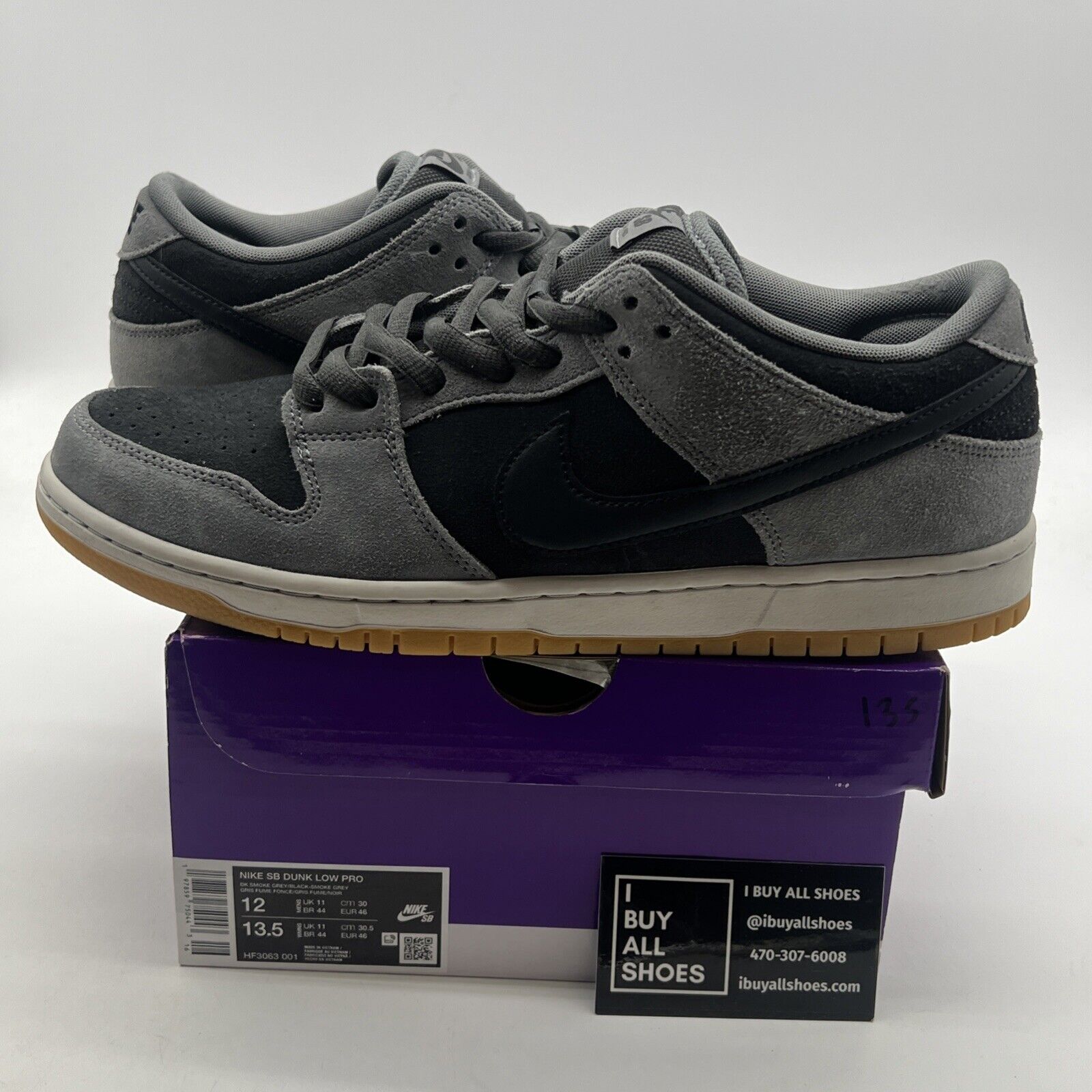 Size 12 - Nike Dunk SB Low Dark Smoke Grey (HF3063-001)