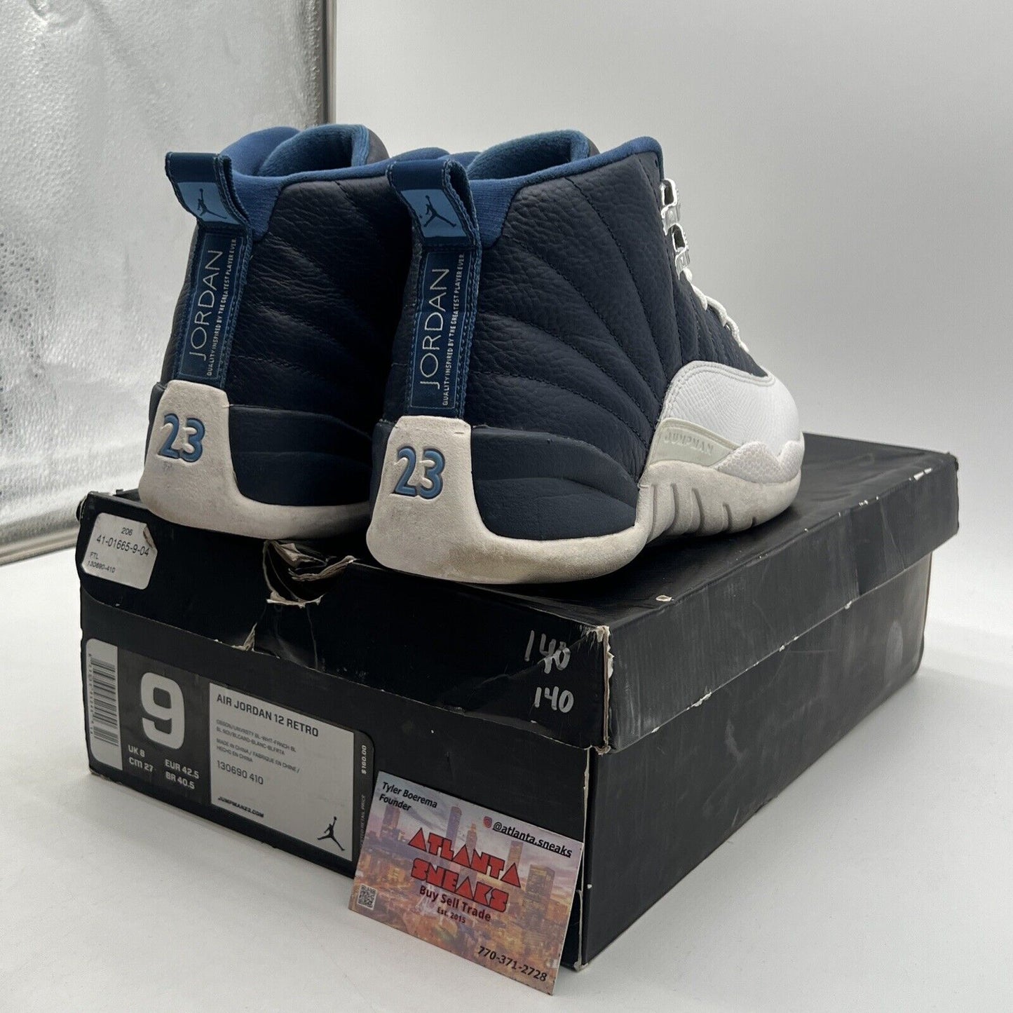 Size 9 - Air Jordan 12 Retro 2012 Obsidian White Navy Leather (130690-410)