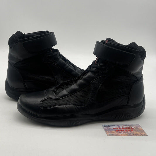 Size 11 - Prada Americas Cup Mens Hightop  Sneakers Black