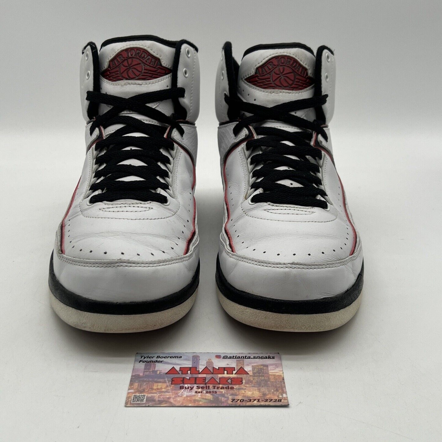 Size 12 - Air Jordan 2 Retro 2004 White Red Black Leather (308308-161)